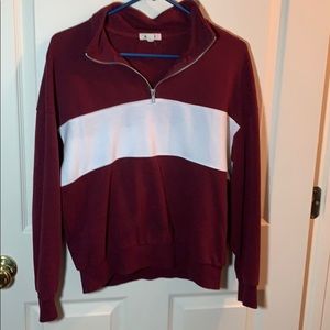 Size S Maroon and White Garage Quarter-Zip